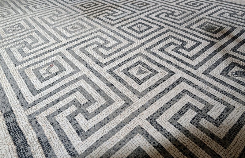 A decorative floor mosaic, one of many