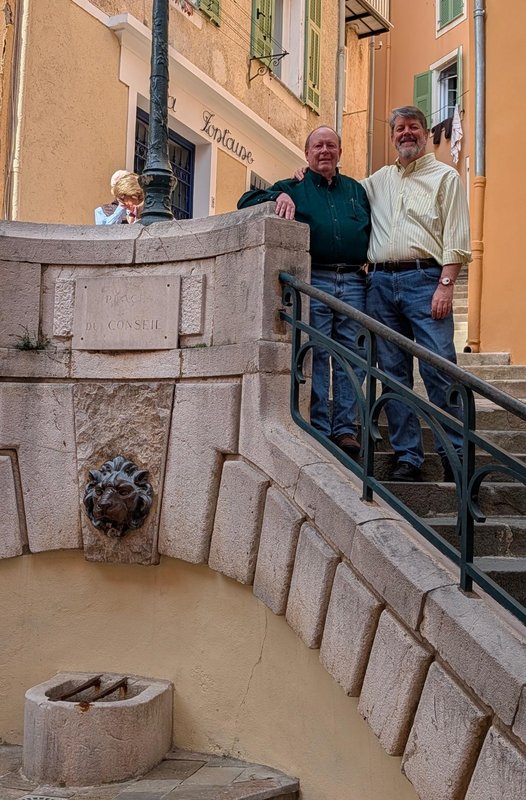 Ken and I above a fountain
