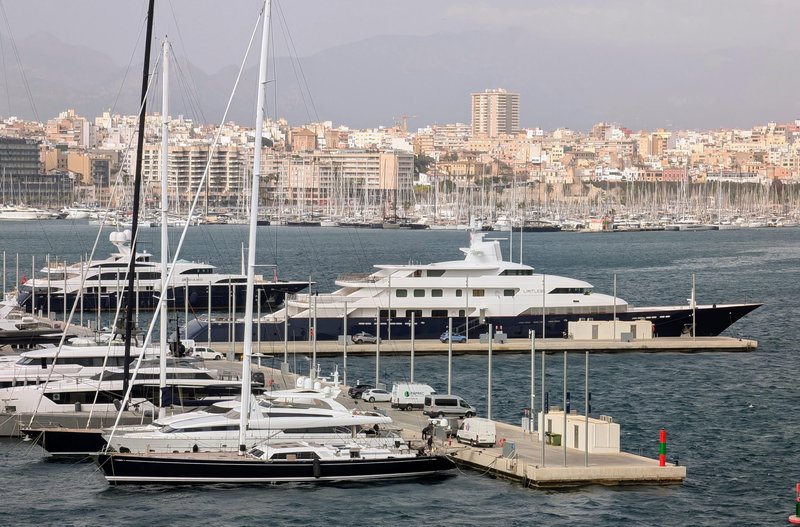 Large pleasure boats at the port
