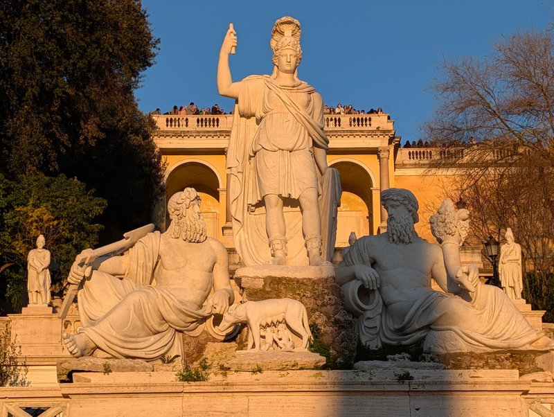 Fountain of Dea Roma. Note the suckling wolf.