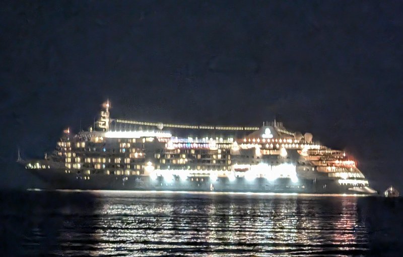 The cruise ship at night