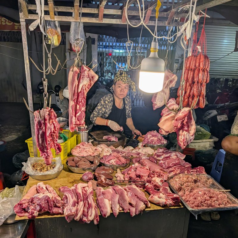 A meat market stall