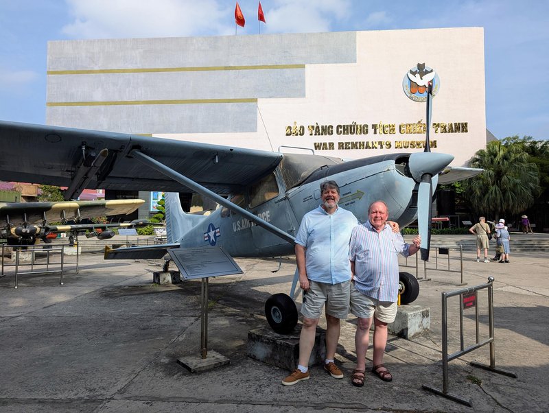 Ken and me standing next to a captured American Cessna 170, a lightly armed surveillance plane.